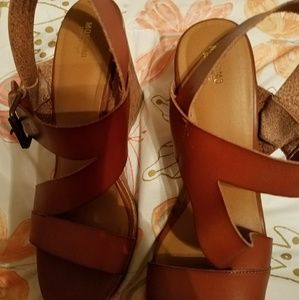 Brown wedged sandals